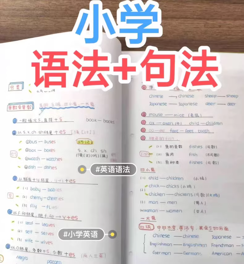 小学英语语法完整版手写笔记本-共有207页